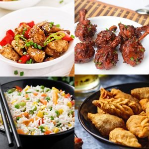Chicken Fried Momo (2pcs)+Chicken Lollipop+Chilli Chicken (2pcs)+Egg Fried Rice+kimchi